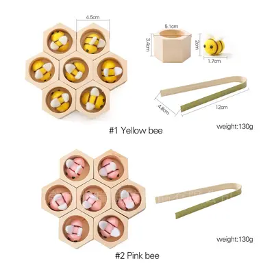 Montessori early education wooden honeycomb clip bee toy children hand-eye coordination concentration training educational toys wholesale