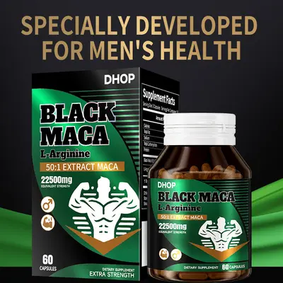 Black Maca and L-Arginine Hard Capsules, Men's Dietary Supplement - 4