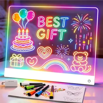 Grenzüberschreitendes LED-Leuchtzeichenbrett für Kinder, fluoreszierende Zeichentafel, Graffiti-Acryl-Leuchtschreibtafel, Maltafel, abwischbar