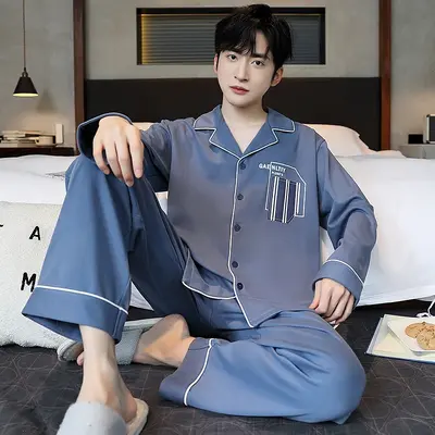 Men's Pajama Set, 100% Cotton Long Sleeve, Spring Autumn - 10