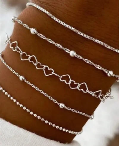 Dış ticaret sınır ötesi dekoratif kişiselleştirilmiş bilezik seti, yeni alaşım kombinasyonlu bilezikler ve ayak aksesuarları, altı parçalı set sıcak satış - 12
