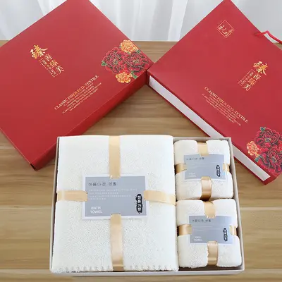 伴手礼毛巾浴巾套装礼盒装公司礼品批发珊瑚绒吸水毛巾浴巾三件套 - 7