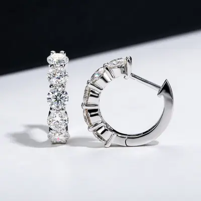 18K Gold-Plated Silver Moissanite Earrings, D Color, Unisex