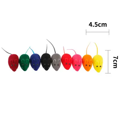Flocked Squeaky Mouse Cat Toy, Interactive Chasing Toy - 5