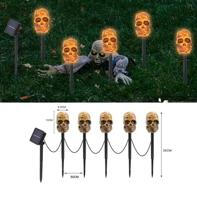 Halloween Solar LED Garden Light String, Waterproof, Pumpkin Ghost Design - 10