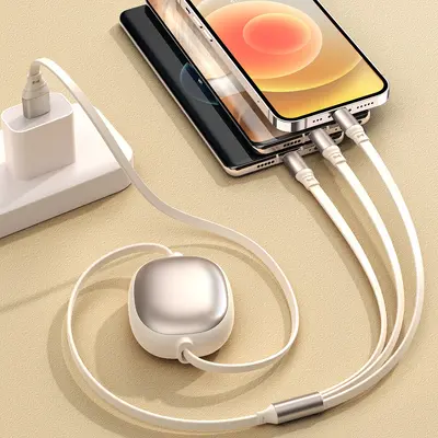 Retractable data cable three-in-one fast charging single to three charging cable suitable for Apple 15 with logo retractable design - 5