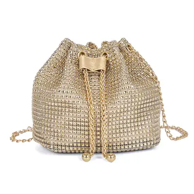 Women's Diamond-Pattern Chain Crossbody Bucket Bag - 9