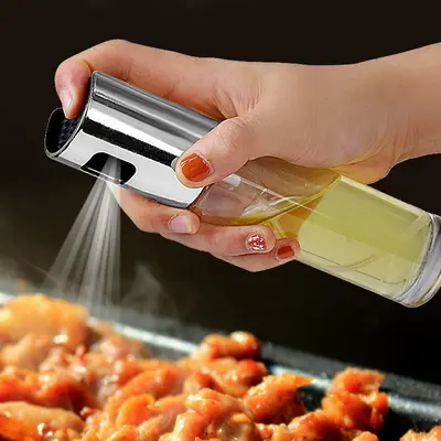 Ev mutfak barbekü sprey şişesi yenilebilir yağ zeytinyağı sprey şişesi atomize basın yağ şişesi şeffaf cam yağ şişesi - 5