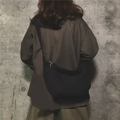 Erkekler, öğrenciler, modaya uygun kadınlar için kanvas çapraz çanta, moda markası, hip-hop, Japon tarzı, gündelik, çok yönlü küçük omuz çantası. - 7