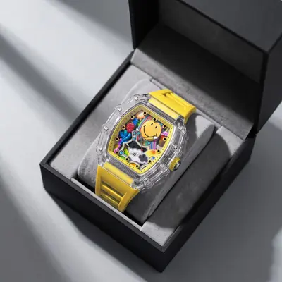 Men's barrel-shaped quartz wristwatch, steel band, waterproof