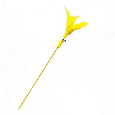 Feather Teaser Wand Cat Toy with Big Eyes and Bell, Self-Play - 9