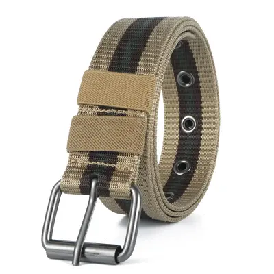 Herrenmode komfortabler Vollschnalle Nylon Taktikgürtel modischer vielseitiger gestreifter Leinengürtel - 12