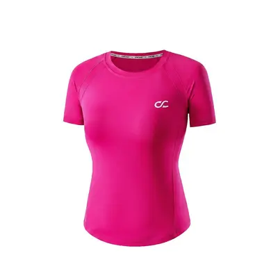 Kadın hızlı kuruyan kısa kollu spor T-shirt, mavi, nefes alabilir