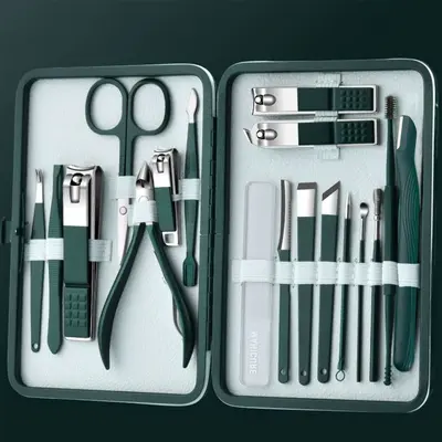Nagelschere 18-teiliges Nagelpflege-Set Haushalt Premium-Nagelknipser Ohrlöffel Fußpflege Komplett-Set Nagelwerkzeuge Nagelfeile