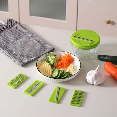 2-in-1 multifunctional vegetable cutter, garlic press