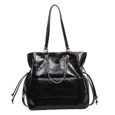 Women's Backpack, Large Capacity, Oily Leather Look - 6