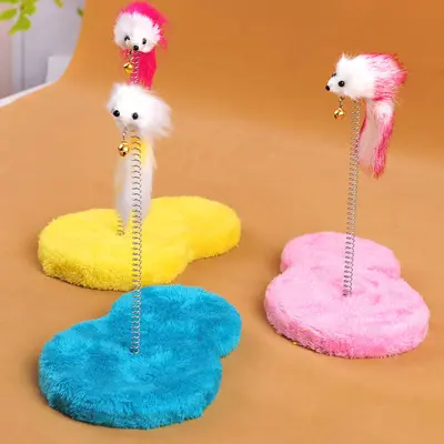 Spring Feather Mouse Cat Scratcher with Teaser Toy