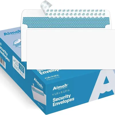 White Windowless Security Envelope No. 10, 4-1/8 x 9-1/2 inch, Self-Seal