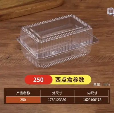 Disposable plastic pasta box transparent bubble cake box baking bulk box rectangular appetizer packaging food box - 11