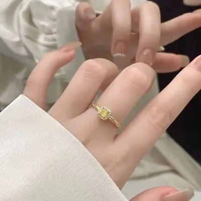 18k gold-plated ring with colorful zircon stones, women's