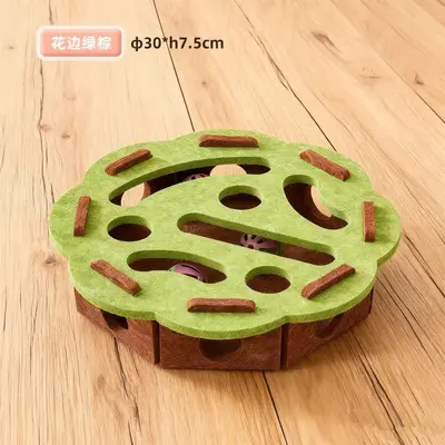 Игрушка для котят и кошек, для самостоятельной игры, гаджет против скуки, развивающий лабиринт, войлочная коробка с отверстиями для лапок, кошачий мячик с колокольчиком-дразнилкой. - 9