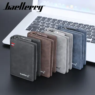 Baellerry Erkek Cüzdan, RFID Korumalı, Buzlu Fermuarlı, Dikey Model - 3
