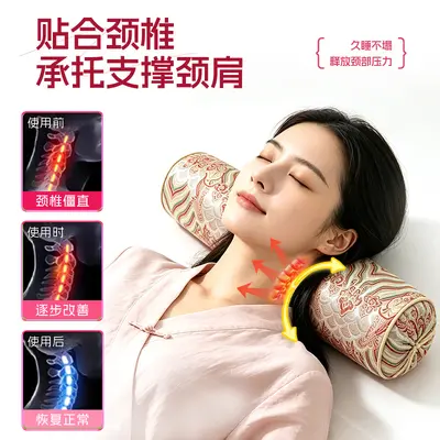 Ipek silindir boyun yastığı, artemisia dolgusu, çıkarılabilir - 3