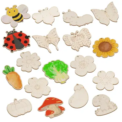 Wooden DIY Painting Kit, Dinosaur, Flower, Fish and Ocean Themed Necklace