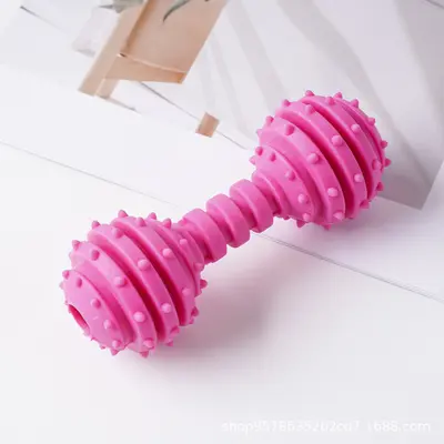 TPR Dog Barbell Toy with Bell, Chew Toy for Small and Medium Dogs