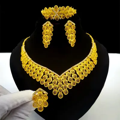 Dubai Brautschmuckset, 24K vergoldet, vierteilig - 5