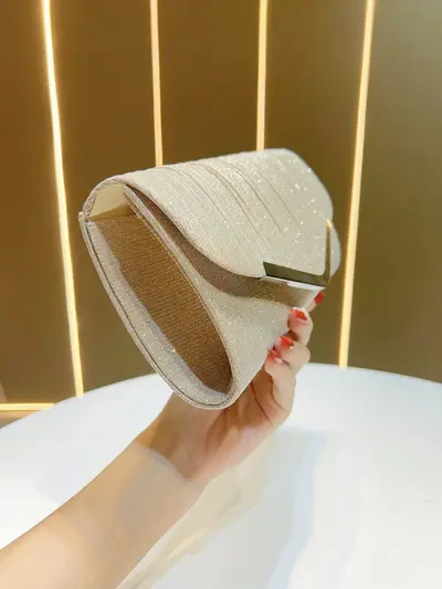 Glänzende plissierte Abendtasche für Partys und Bankette - 3