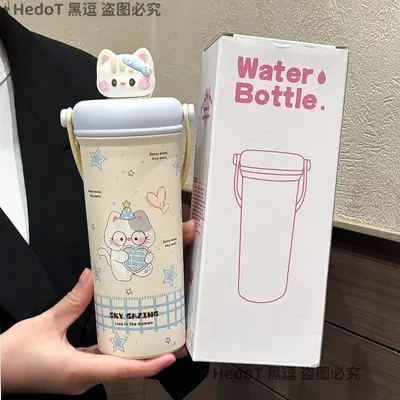316 Stainless Steel Cat Insulated Cup with Straw, Portable - 8