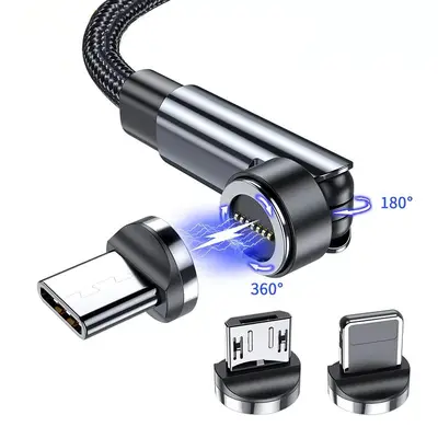 Magnetisches Datenkabel mit Drehverbindung 540 USB-C, dreifach Ladekabel für schnelles Laden von Apple und Huawei, magnetisches Schnelladesystem