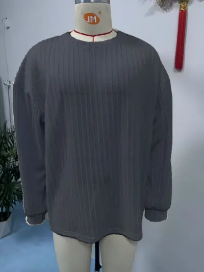 Herren-Freizeit-Langarmshirt, einfarbig, Jacquard-Muster - 9