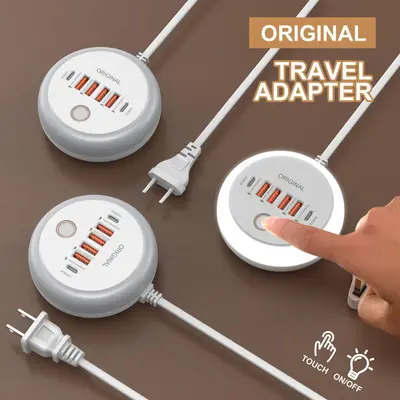 Sınır Ötesi Yeni Model Yuvarlak PD50W Çoklu Hızlı Şarj Çoklu Fonksiyonlu Aydınlatmalı Priz 4USB+Çift Type-C Akıllı Şarj Başlığı - 4