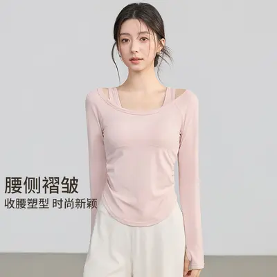 Women's yoga long sleeve top, autumn-winter, fitted - 3