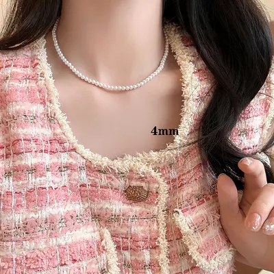 Shijia inci kolye kadın niş erişilebilir lüks tasarım üst düzey moda zarif köprücük kemiği zincir kolye kazak zinciri boncuk zinciri - 7