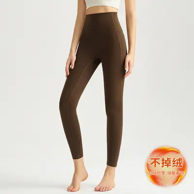 Weiman New Autumn Winter Yoga Pants Outer Wear Butt Lifting Slimming Fitness Sports Tight Leggings Fleece-Lined with Pockets Base Layer Pants - 8
