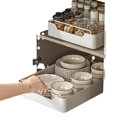 Under-sink pull-out drawer organizer with slide rails