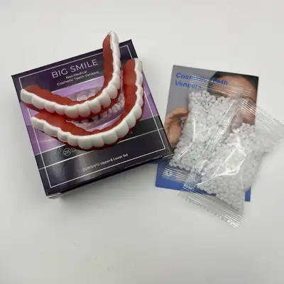 Realistic False Teeth Cover Smile Set Q-4 with 20g Dental Adhesive - 3
