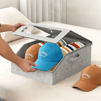 Large Foldable Hat Storage Box with Lid