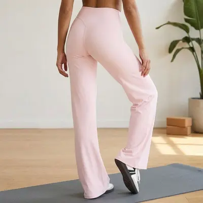 Yüksek bel dökümlü yoga pantolonu, naylon, görünmez dikişli, yüksek kalite kadın yoga giyi