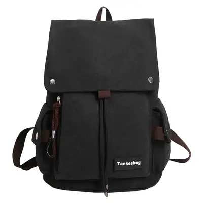 Large capacity men's canvas backpack with laptop compartment, for travel and school - 7