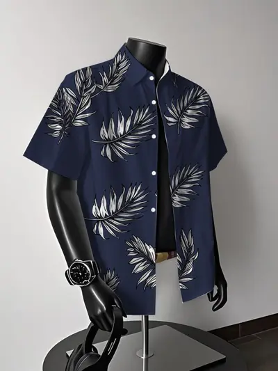 Hong Kong style vintage Hawaiian American short sleeve floral shirt men's summer casual trendy beach couple shirt - 2