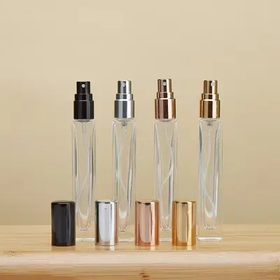10 ml şeffaf cam parfüm şişesi, pompalı sprey, dökme ve numune için