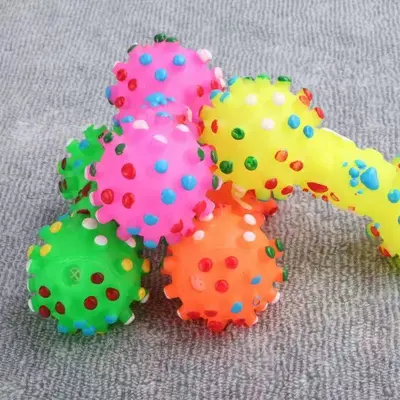 Vinil Sesli Köpek Oyuncağı Dikenli Dambıl Şekilli, Diş Temizleyici - 3