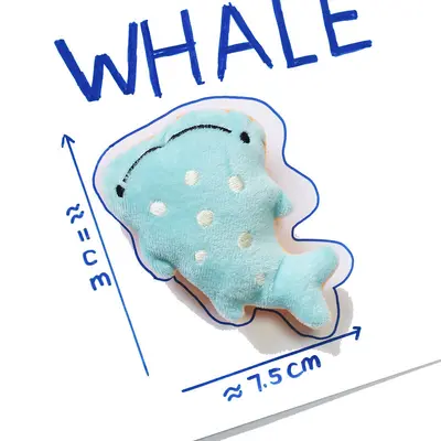 Mini Cute Plush Squeaky Dog Toy, Shark, Crab, Turtle and Whale Designs - 12