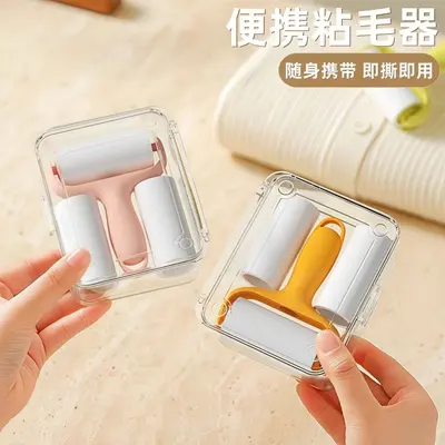Portable lint roller drum, handheld hair remover