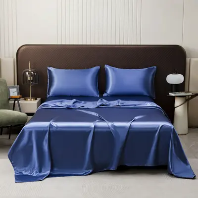 Satin-Bettlaken-Set, vierteilig, Imitations-Seide - 3