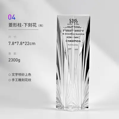 Custom Engraved Crystal Award Trophy with Full-Color Print for Annual Awards - 10
